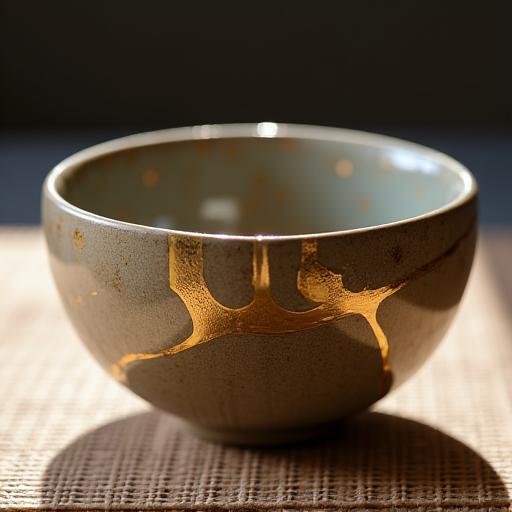 金継ぎで修復された美しい茶碗